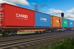 Image of cargo railcars on railroad track